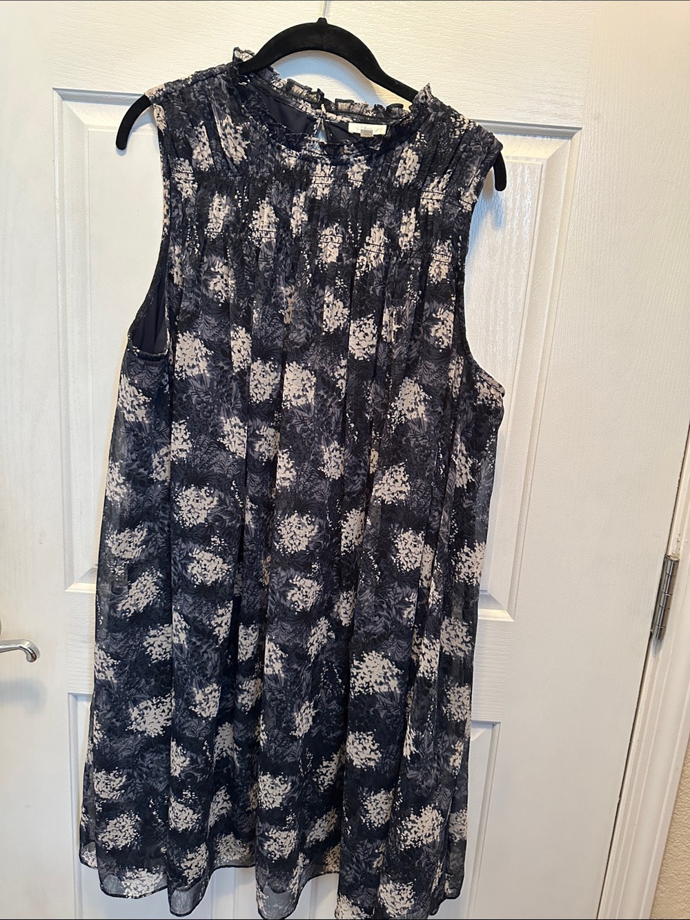 Joie Navy and White Sleeveless Midi Dress
